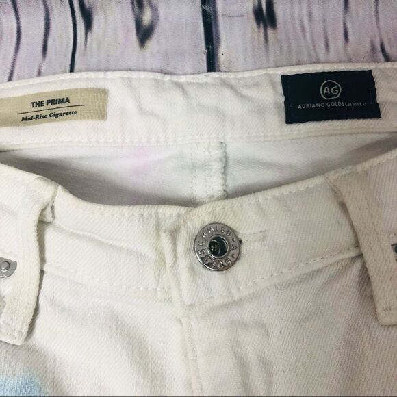 AG Adriano Goldschmied Painted White The Prima Mid Rise Cigarette Denim Jeans 28 - Picture 3 of 12